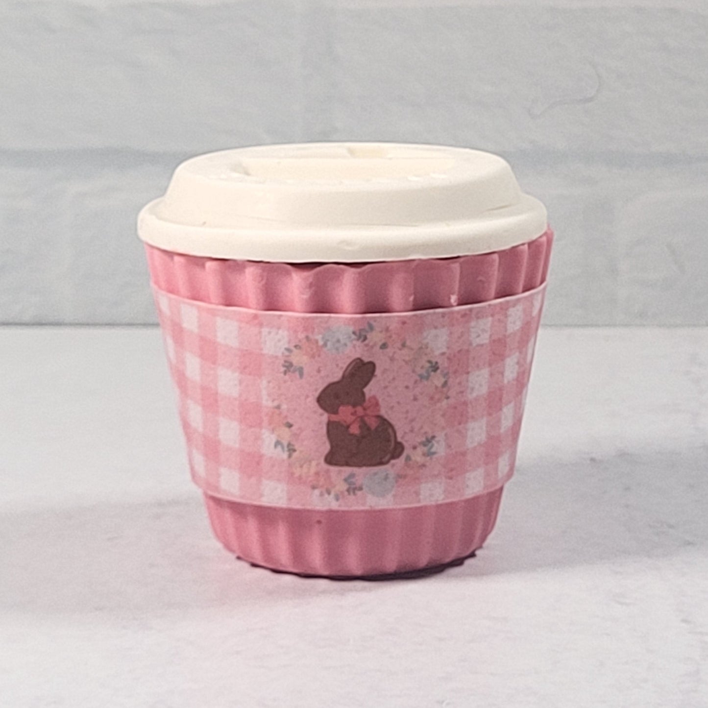 Pink Gingham Chocolate Bunny Coffee Cup Wrap