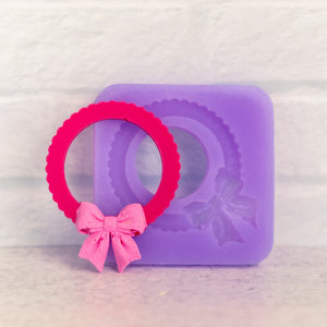 Scalloped Circle Silicone Mold with Bow 2