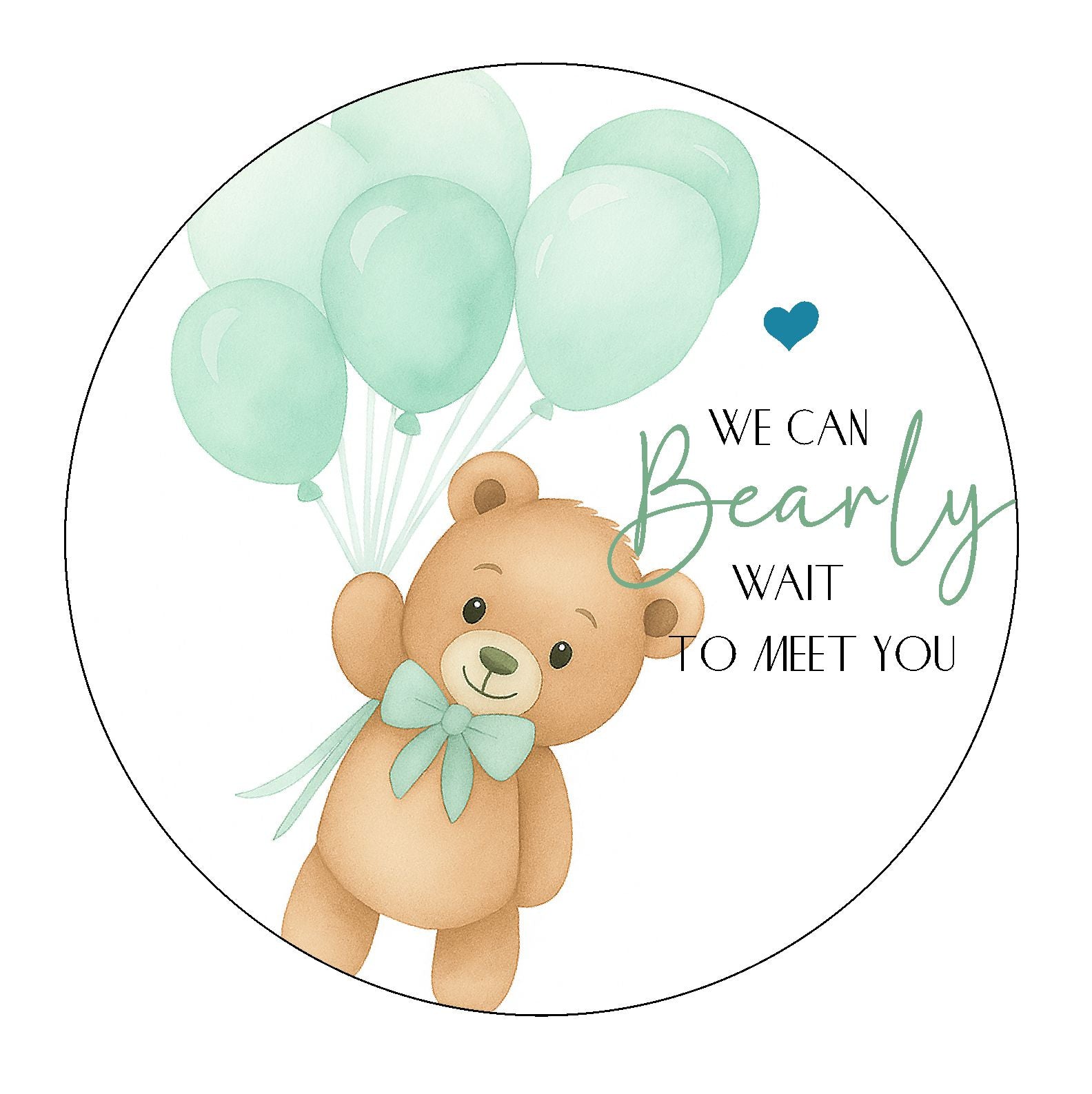 We Can Bearly Wait to Meet You  Edible Image  - Mint