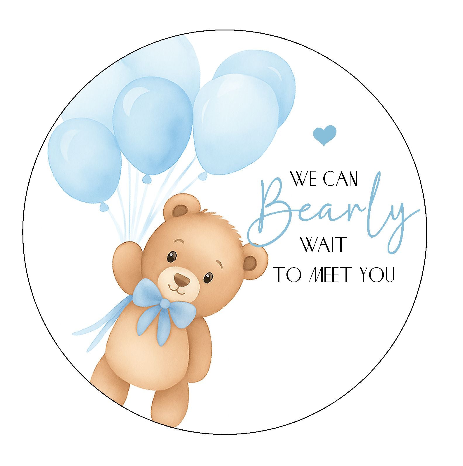 We Can Bearly Wait to Meet You  Edible Image  - Blue