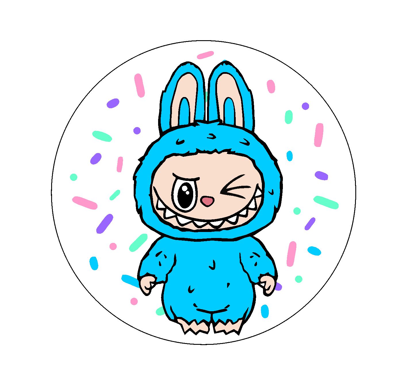 Labubu Round Images - Blue