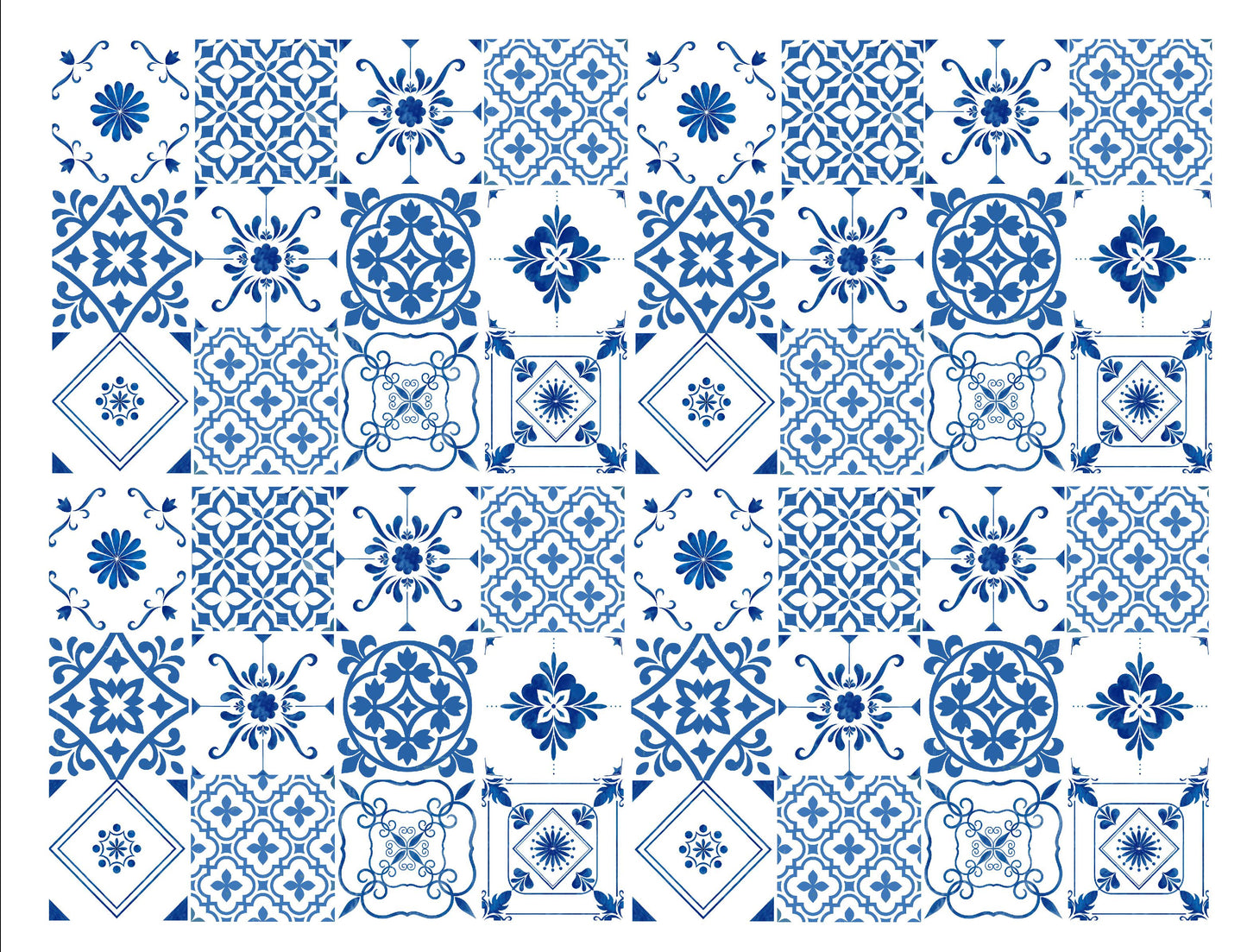 Blue & White Tile cake Strip - 4"