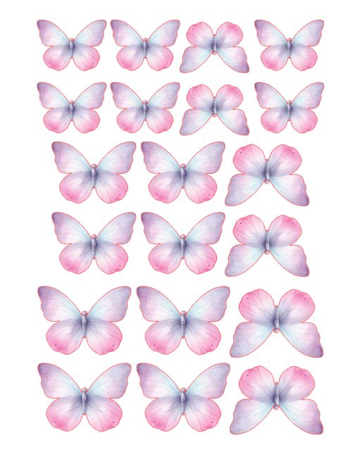 Pink & Lavender Wafer paper Butterflies - Asst Sizes