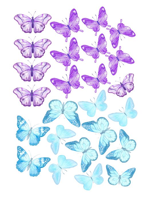 Lavender & Blue Wafer Paper Butterflies