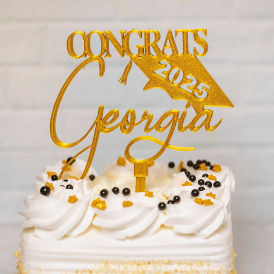Graduation Cake Topper - Congrats with name - 1