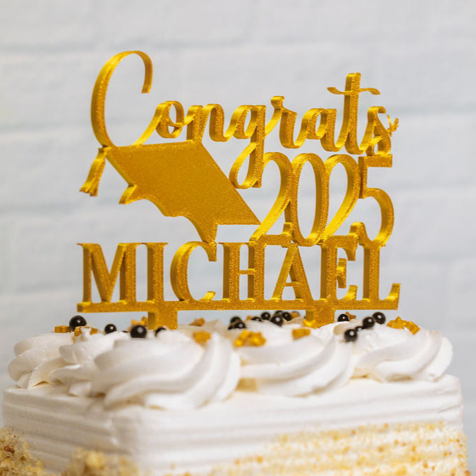 Congrats 2025 Cake Topper with Name - 2
