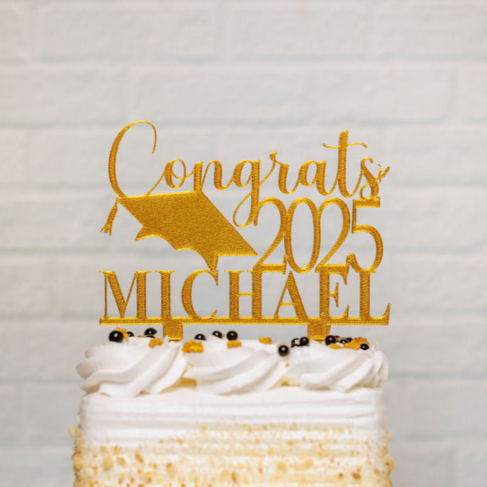 Congrats 2025 Cake Topper with Name - 4