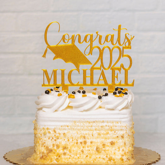 Congrats 2025 Cake Topper with Name - 1