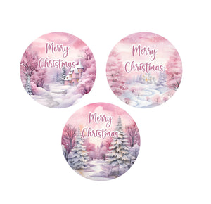 Snowy Pink Christmas Edible Images 1