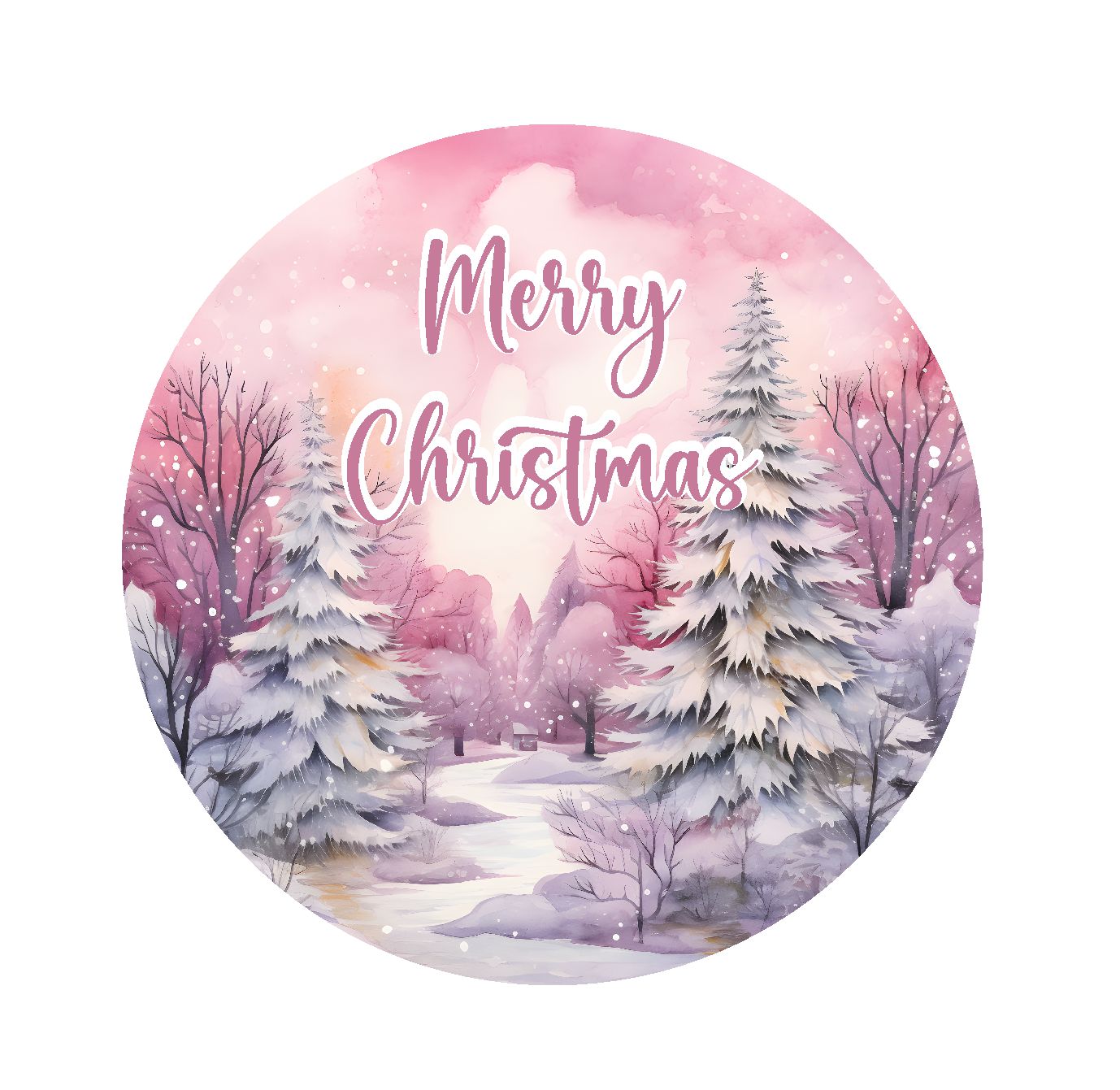 Snowy Pink Christmas Edible Images 4