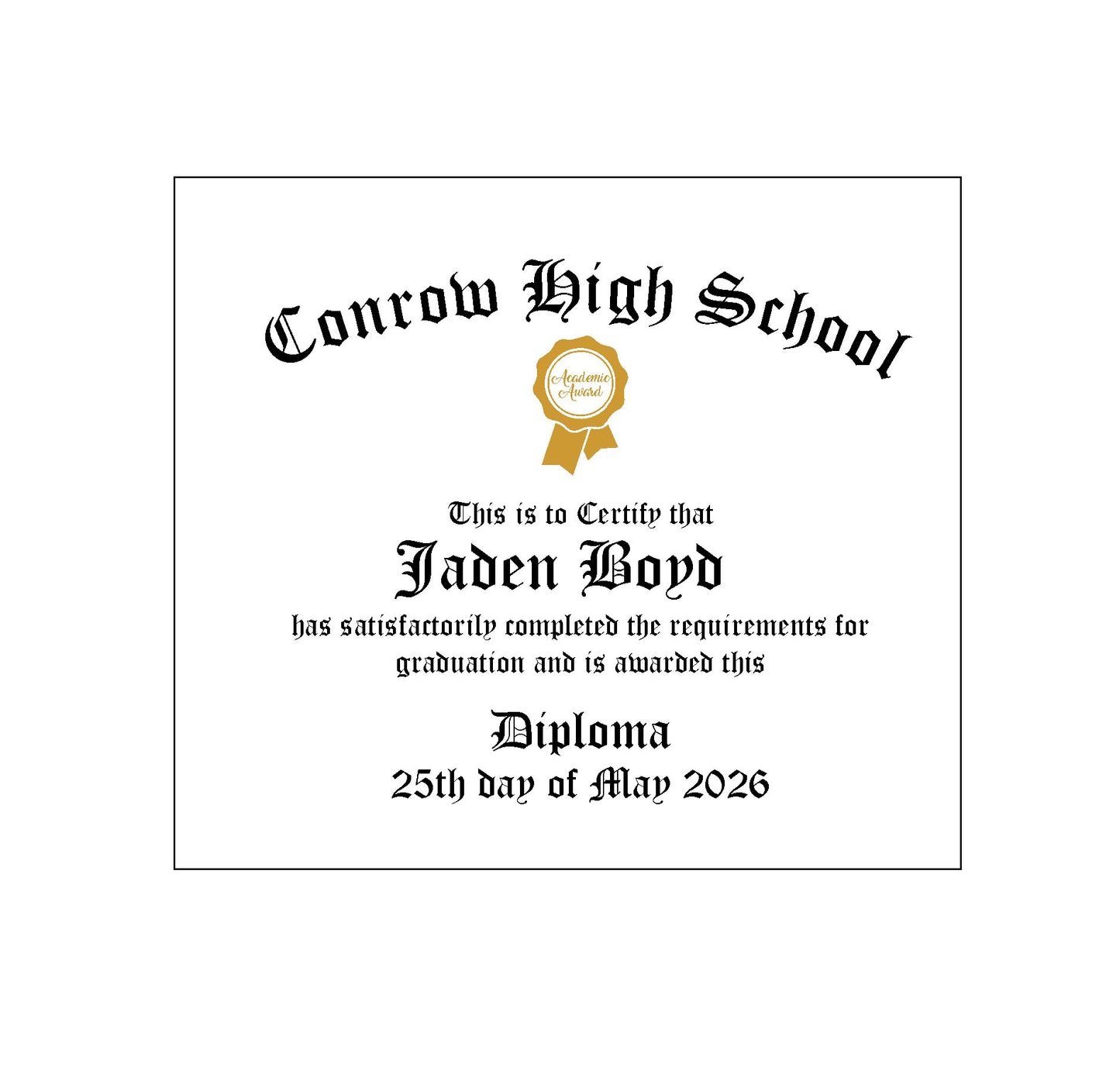 Diploma Edible Image