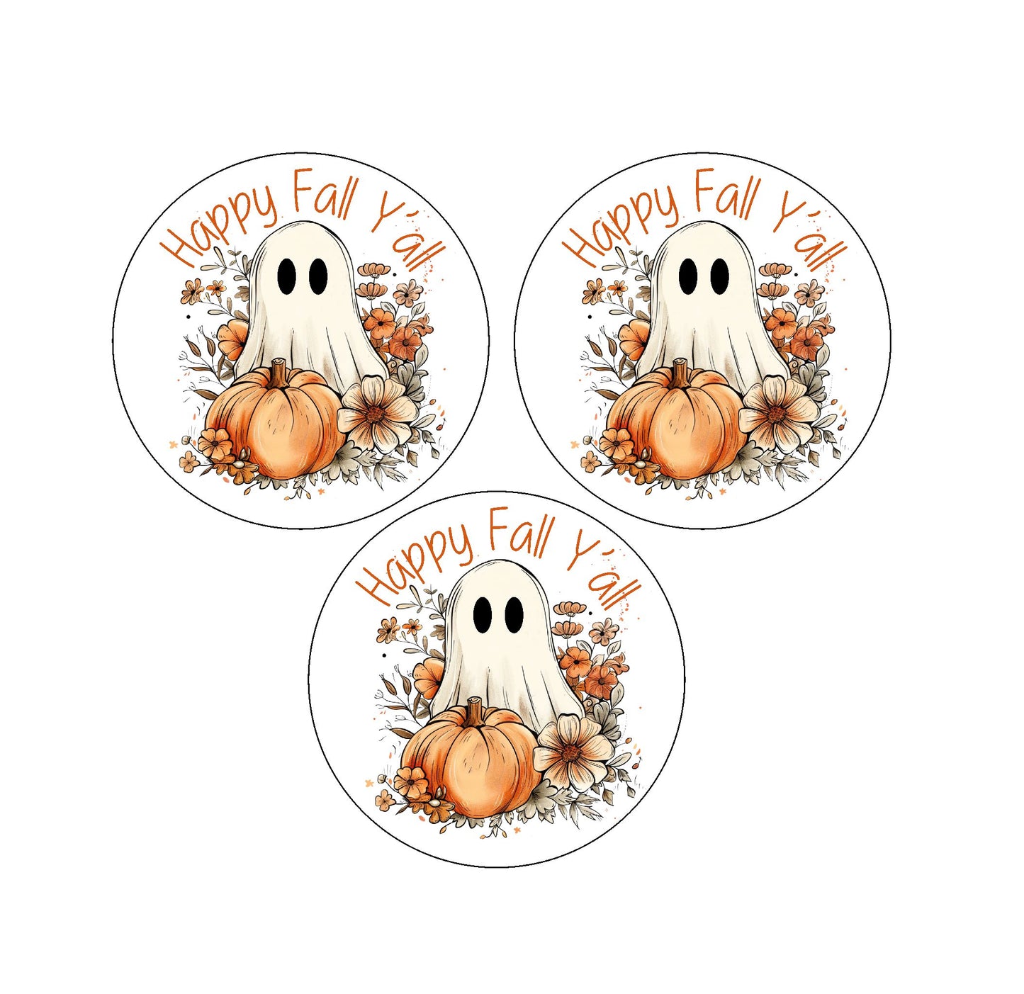 Halloween Edible Images - Happy Fall Y'all = Ghost