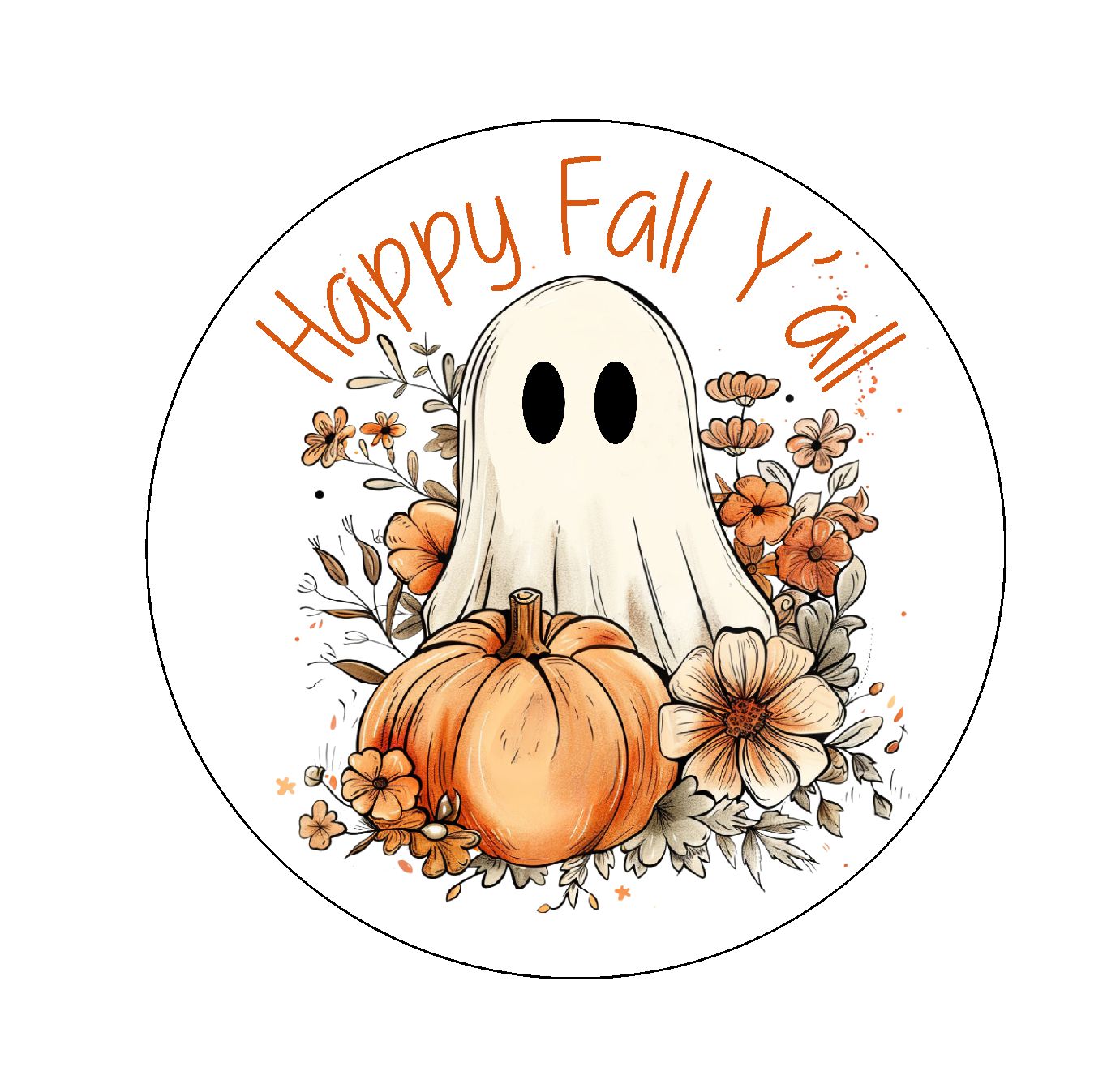 Halloween Edible Images - Happy Fall Y'all = Ghost