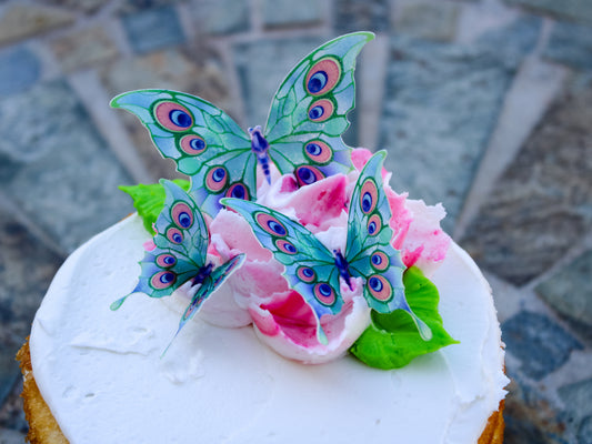 Peacock Inspired Wafer Paper Butterflies