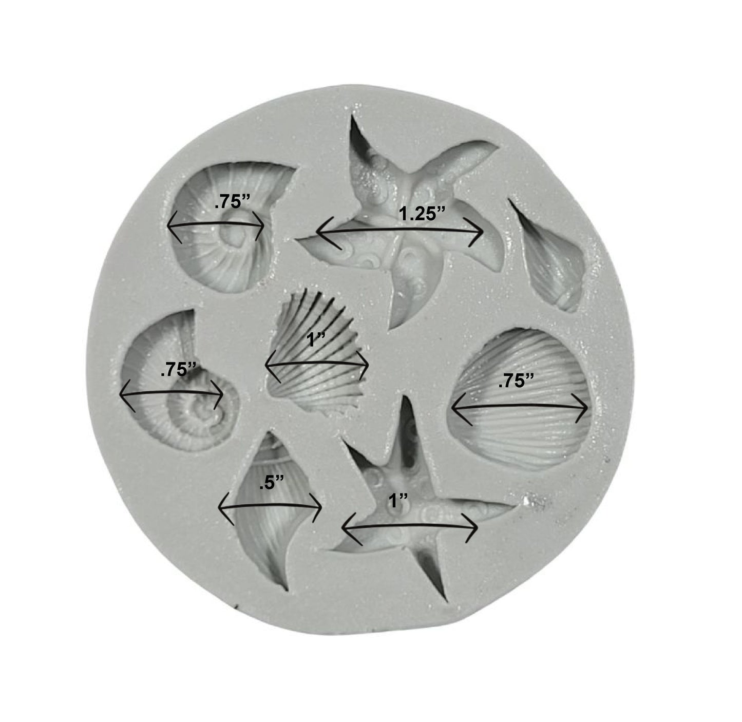 Beach theme silicone mold with star fish and seashells - 3