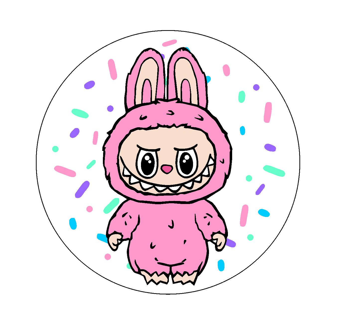 Labubu Round Images - Pink