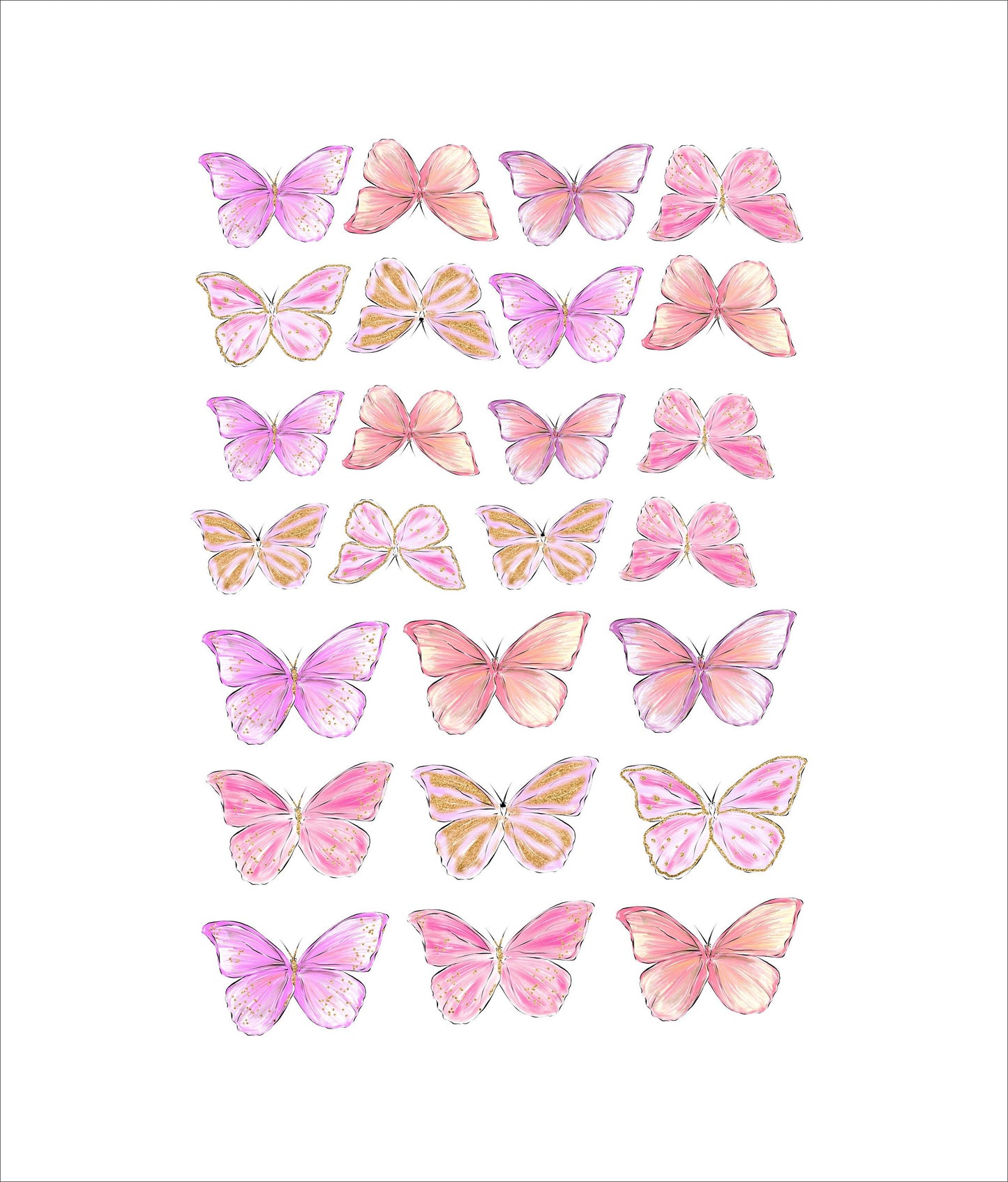 Pastel Pink Wafer paper Butterflies layout