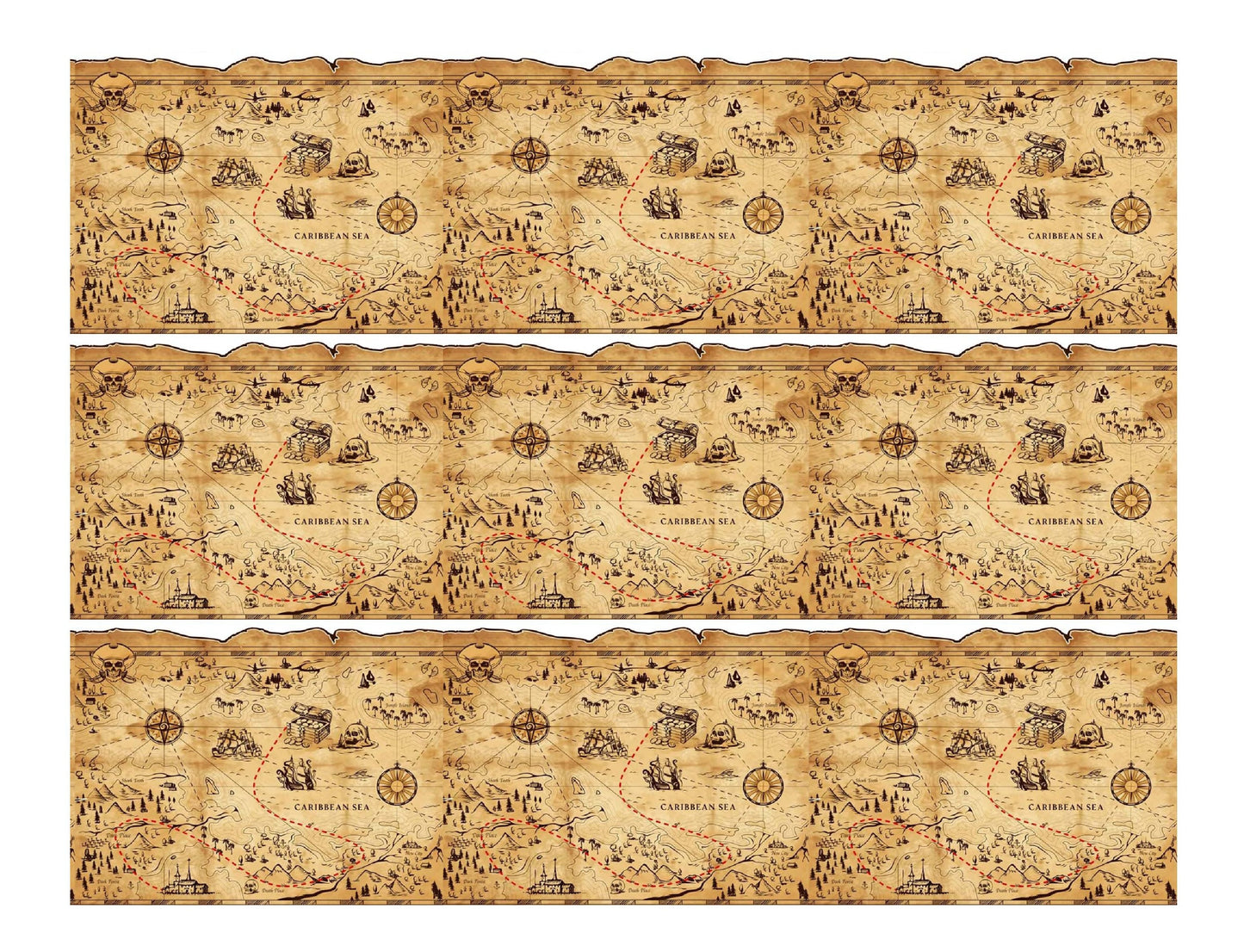 Pirate Treasure Map Cake Strip 2.5" x 10"