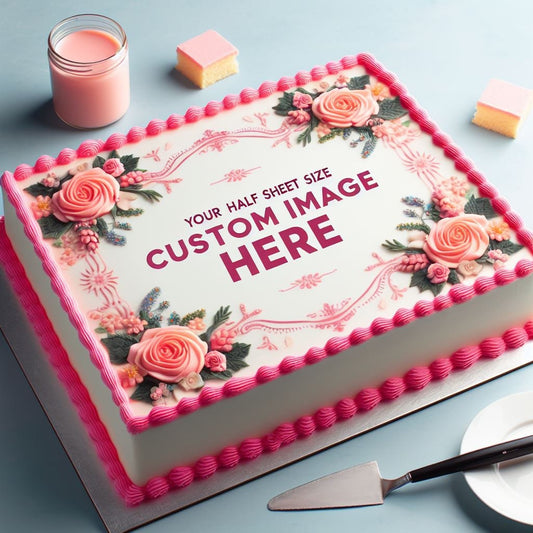 Half sheet custom image example pink