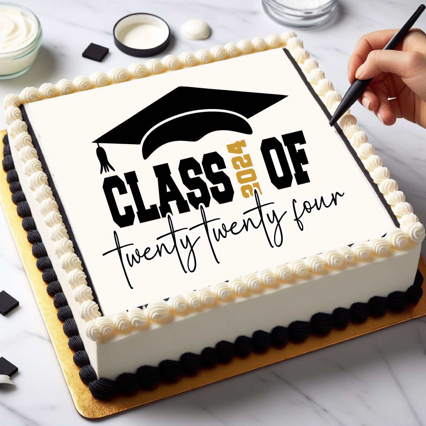 Oversized square custom image example graduation