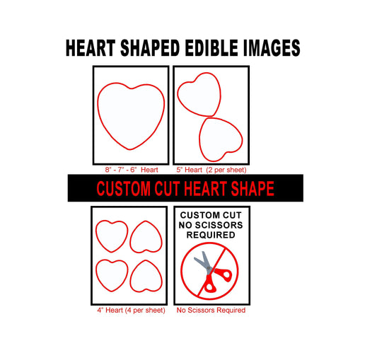 Heart shaped edible image layouts