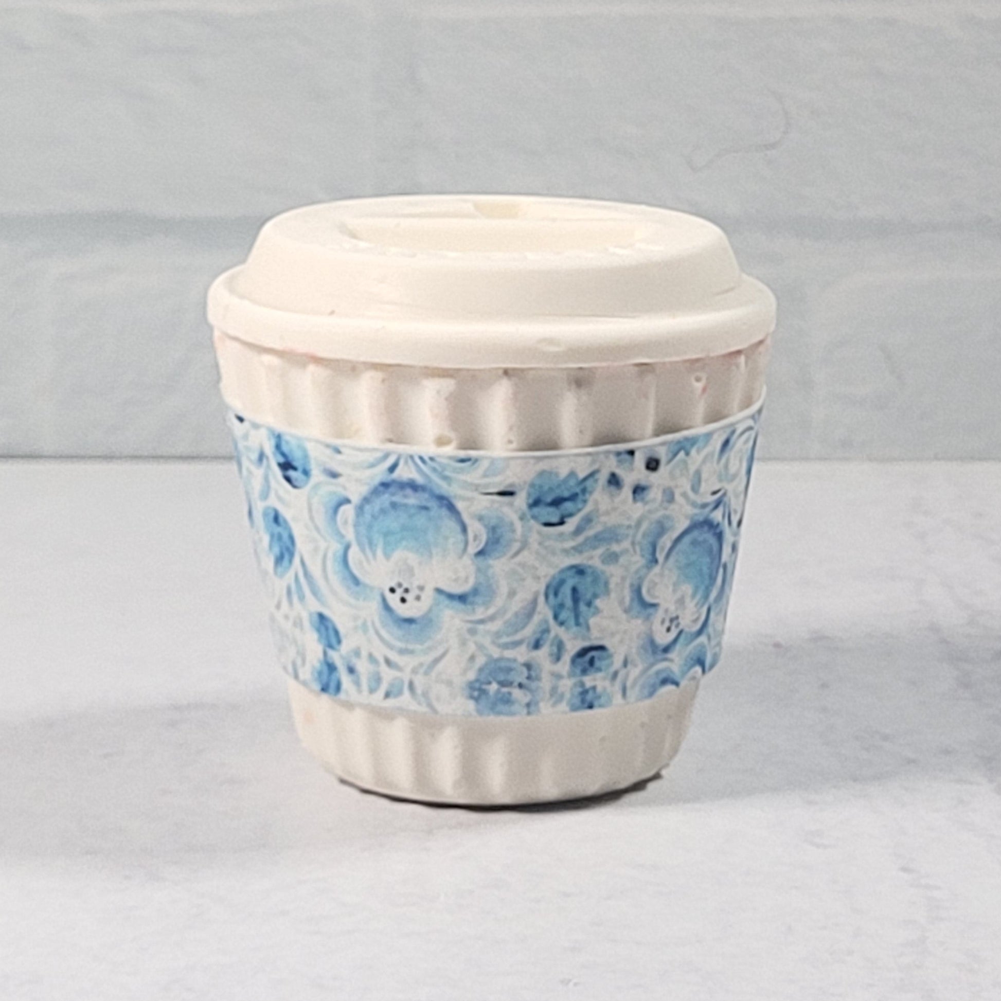 Blue Watercolor Floral Coffee Cup Wrap