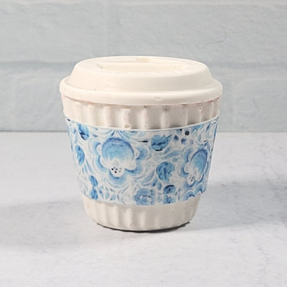 Blue Watercolor Floral Coffee Cup Wrap