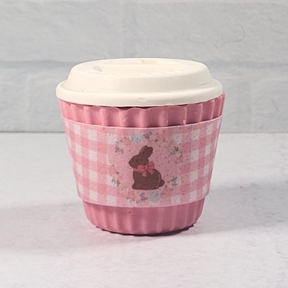 Pink Gingham Chocolate Bunny Coffee Cup Wrap
