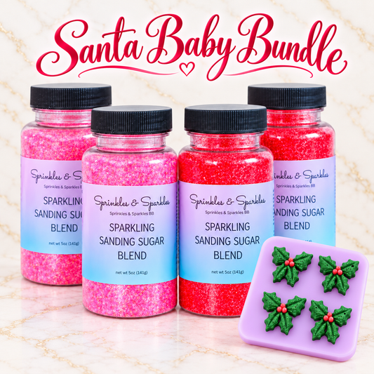 Santa Baby Sparkling Sanding Sugar Bundle by Sprinkles & Sparkles BB (with Free Exclusive Holly Bow Mold)