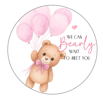 We Can Bearly Wait to Meet You  Edible Image  - Pink