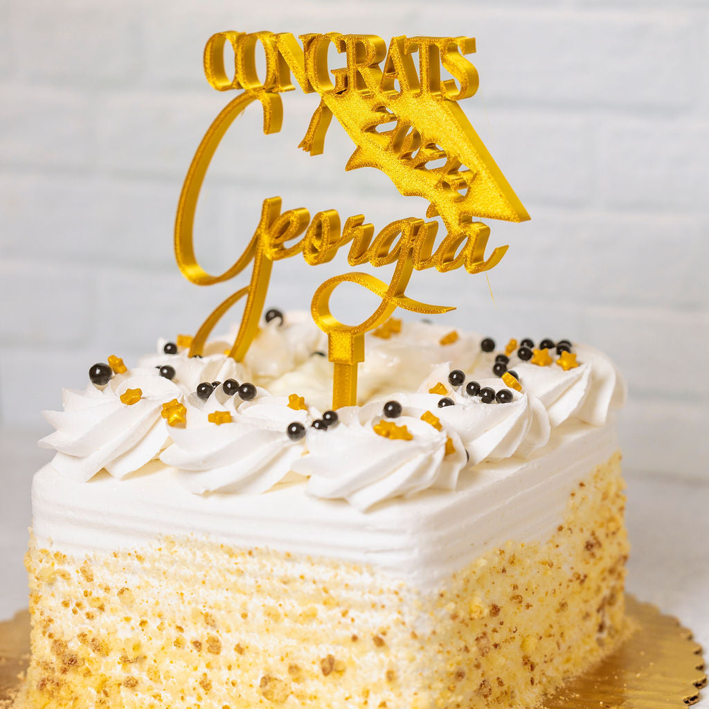 Graduation Cake Topper - Congrats with name - 2