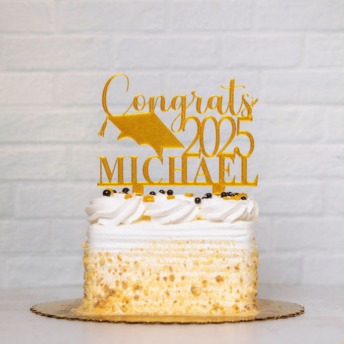 Congrats 2025 Cake Topper with Name - 3