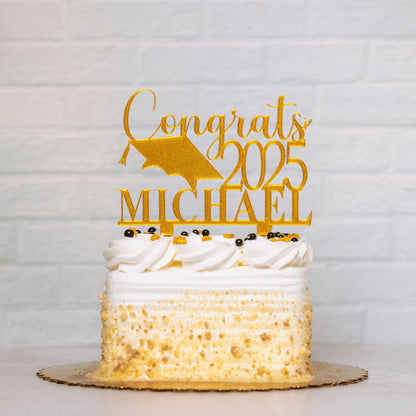Congrats 2025 Cake Topper with Name - 3