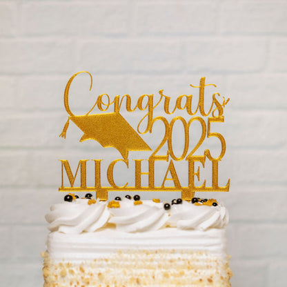 Congrats 2025 Cake Topper with Name - 4
