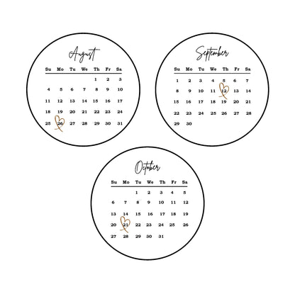 Image of August September and October calendars