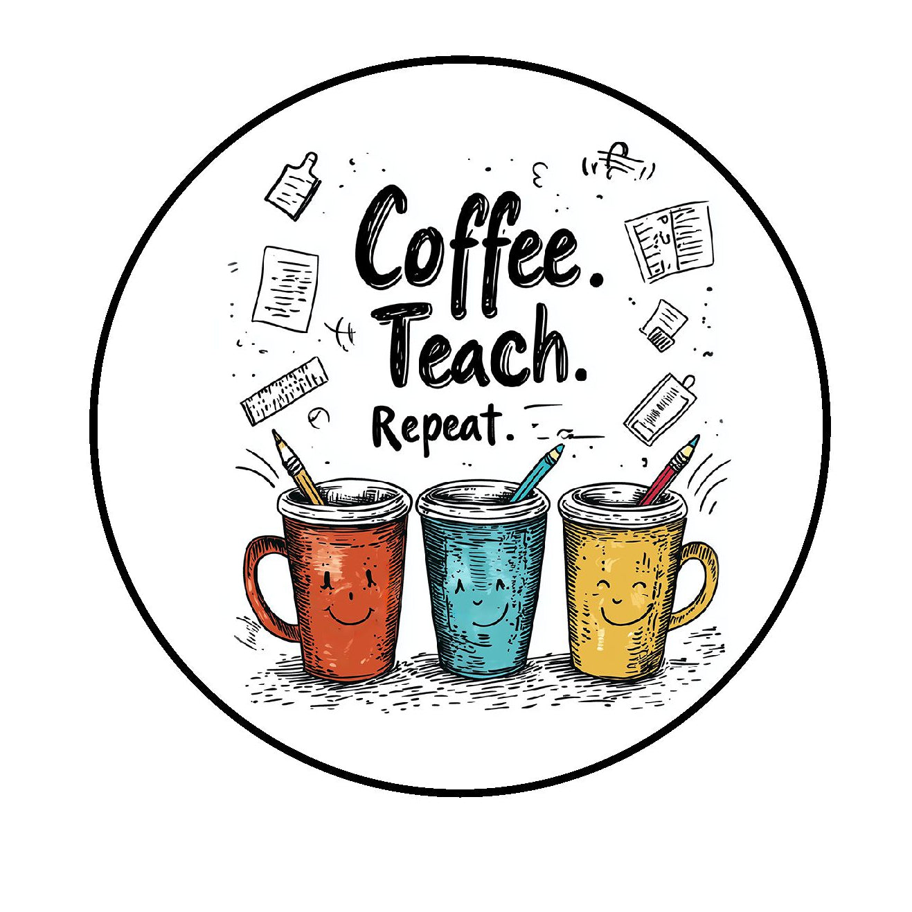 Coffee - Teach - Repeat - Teacher Appreciation Edible Images