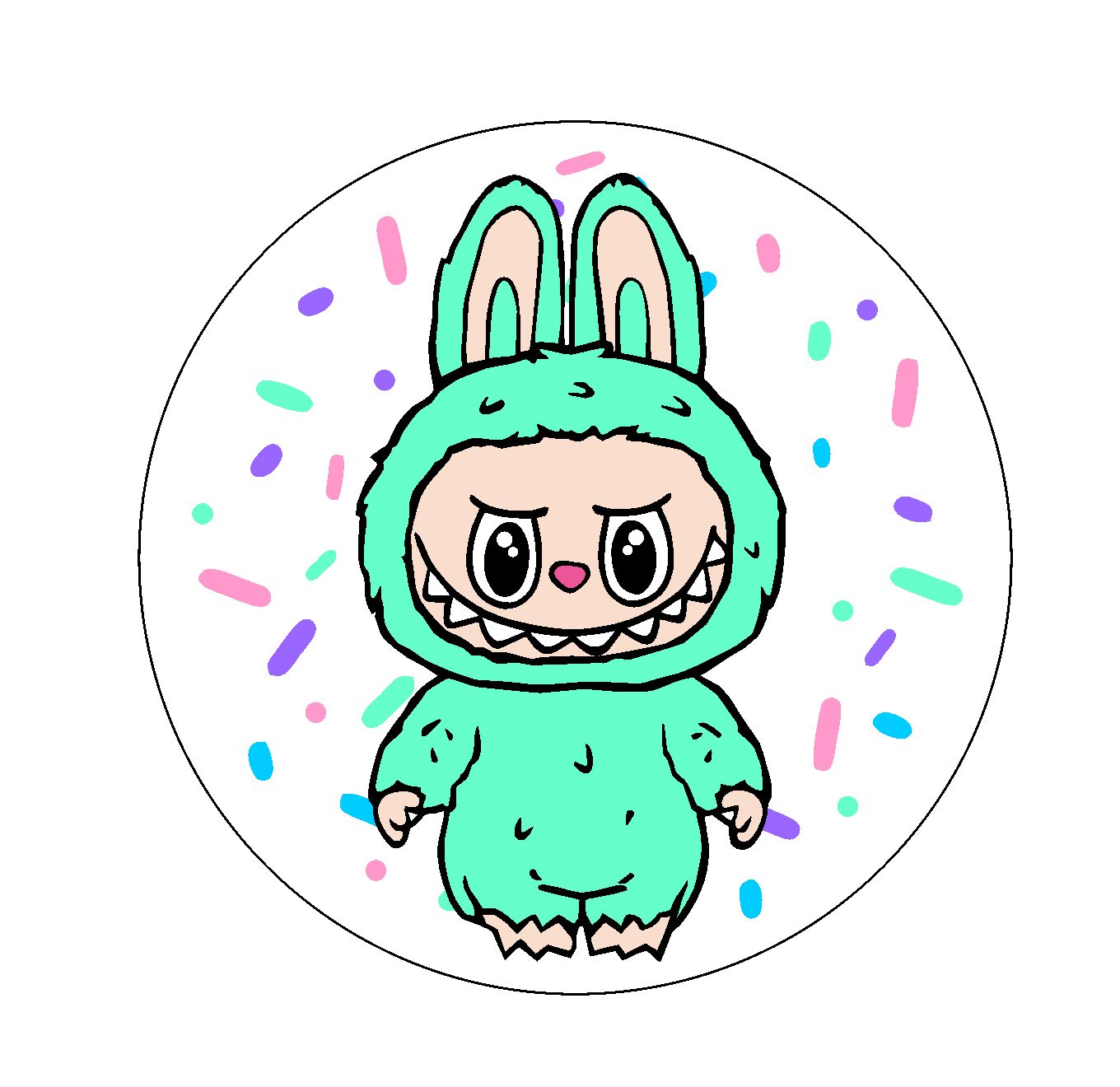 Labubu Round Images - Green