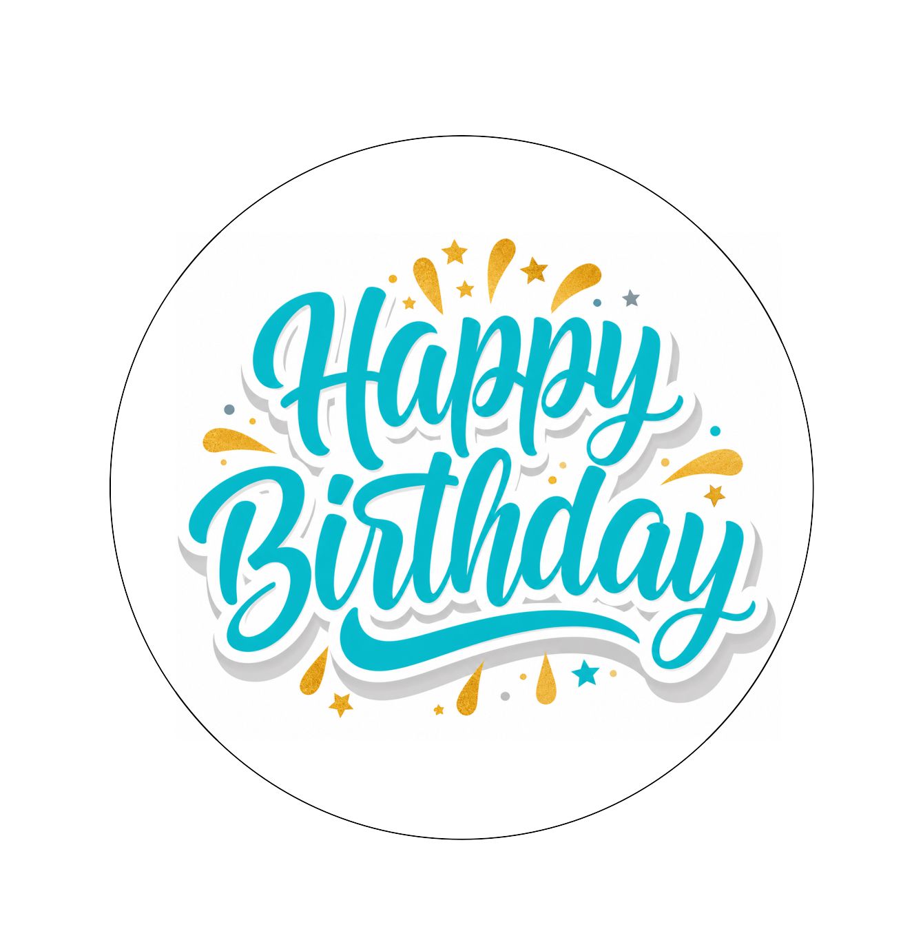 Happy Birthday Edible Images - Turquoise