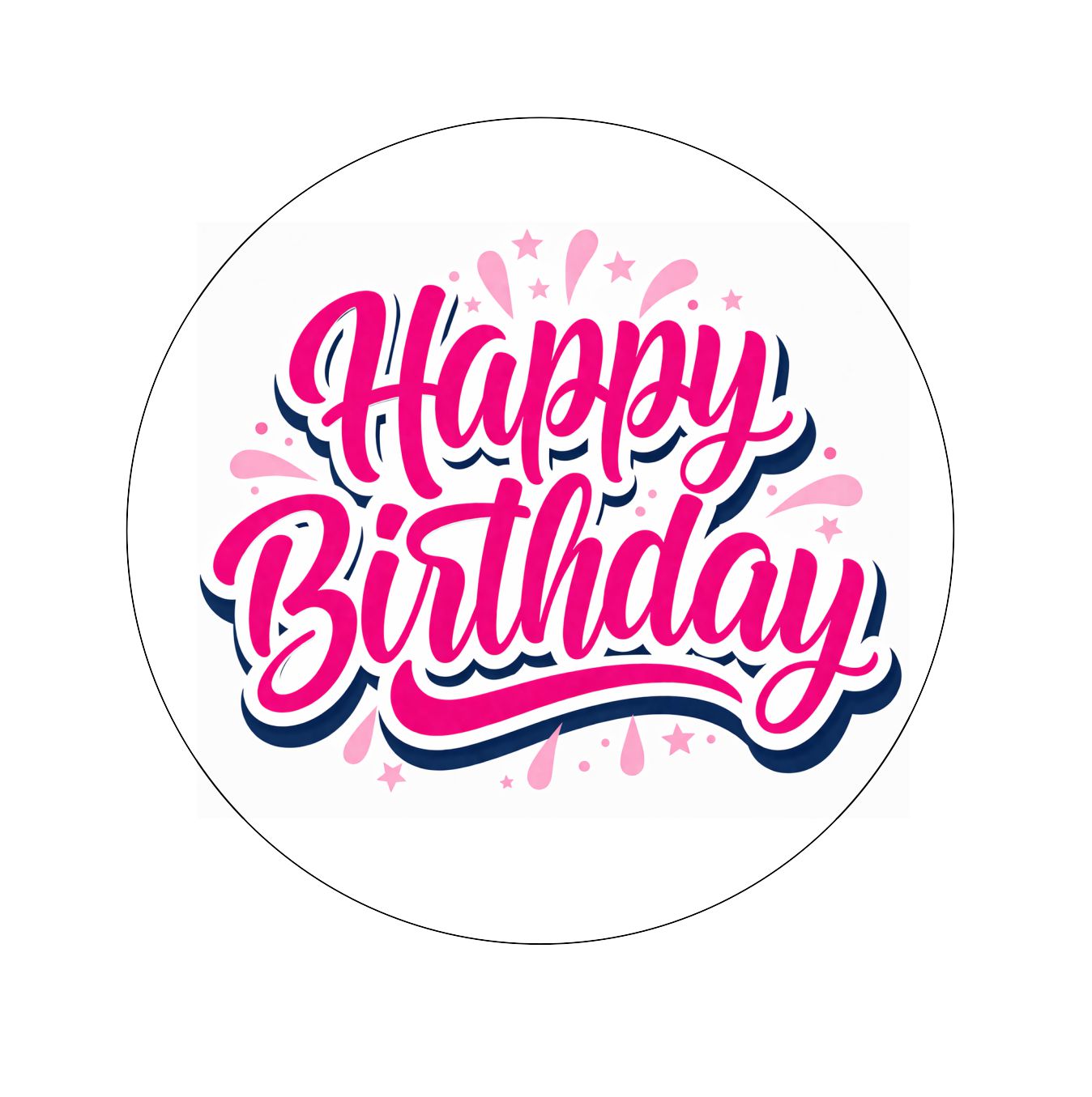 Happy Birthday Edible Images - Hot Pink