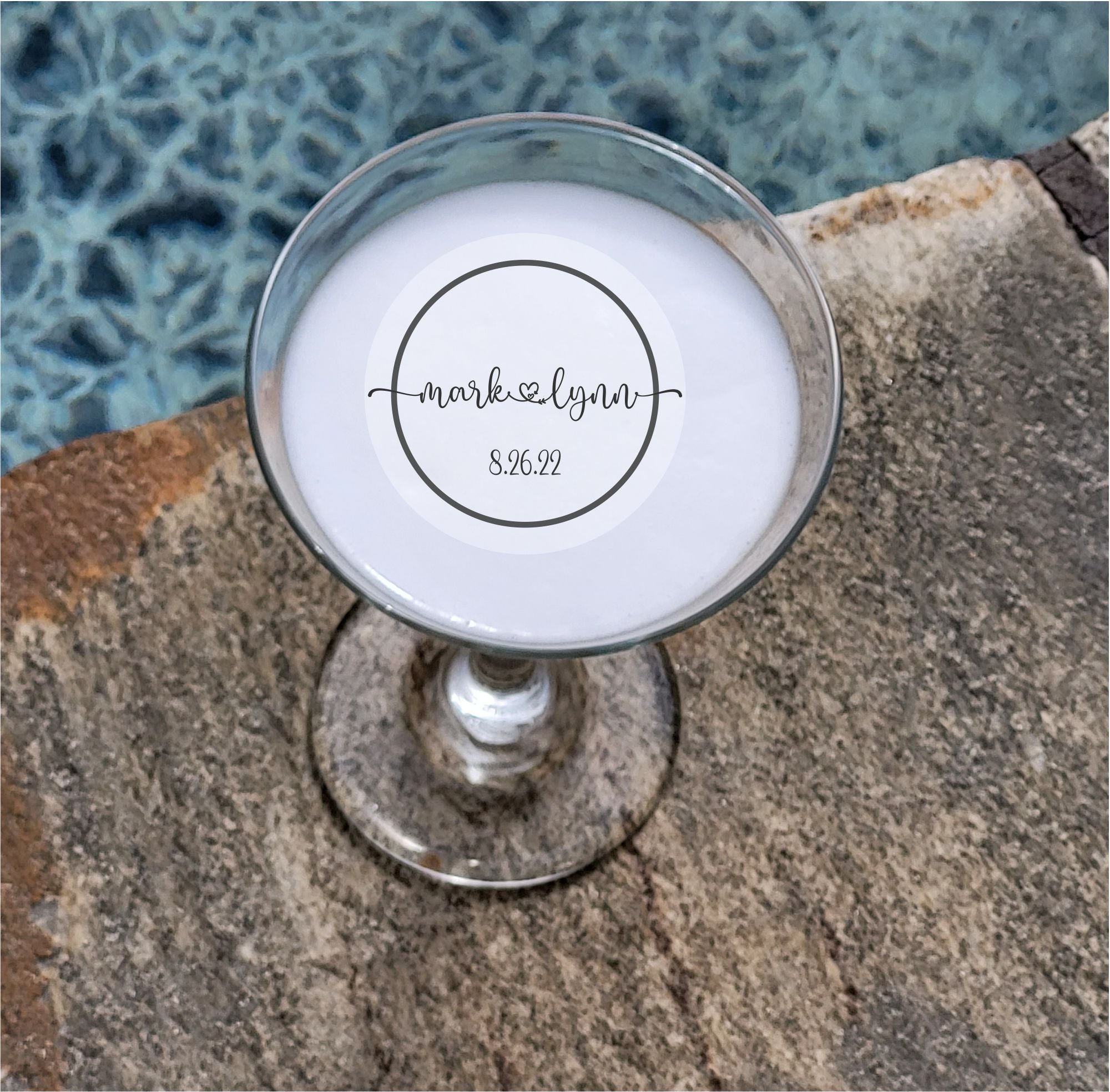 Looped Names Personalized Bride & Groom Entwined Names Edible Drink Topper - Wafer ...