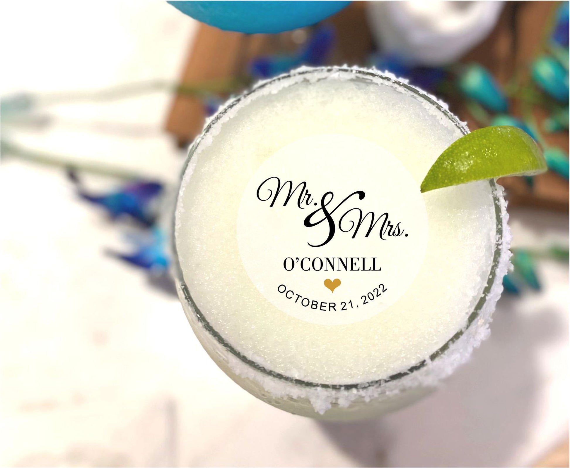 Mr & Mrs Wedding Drink Topper