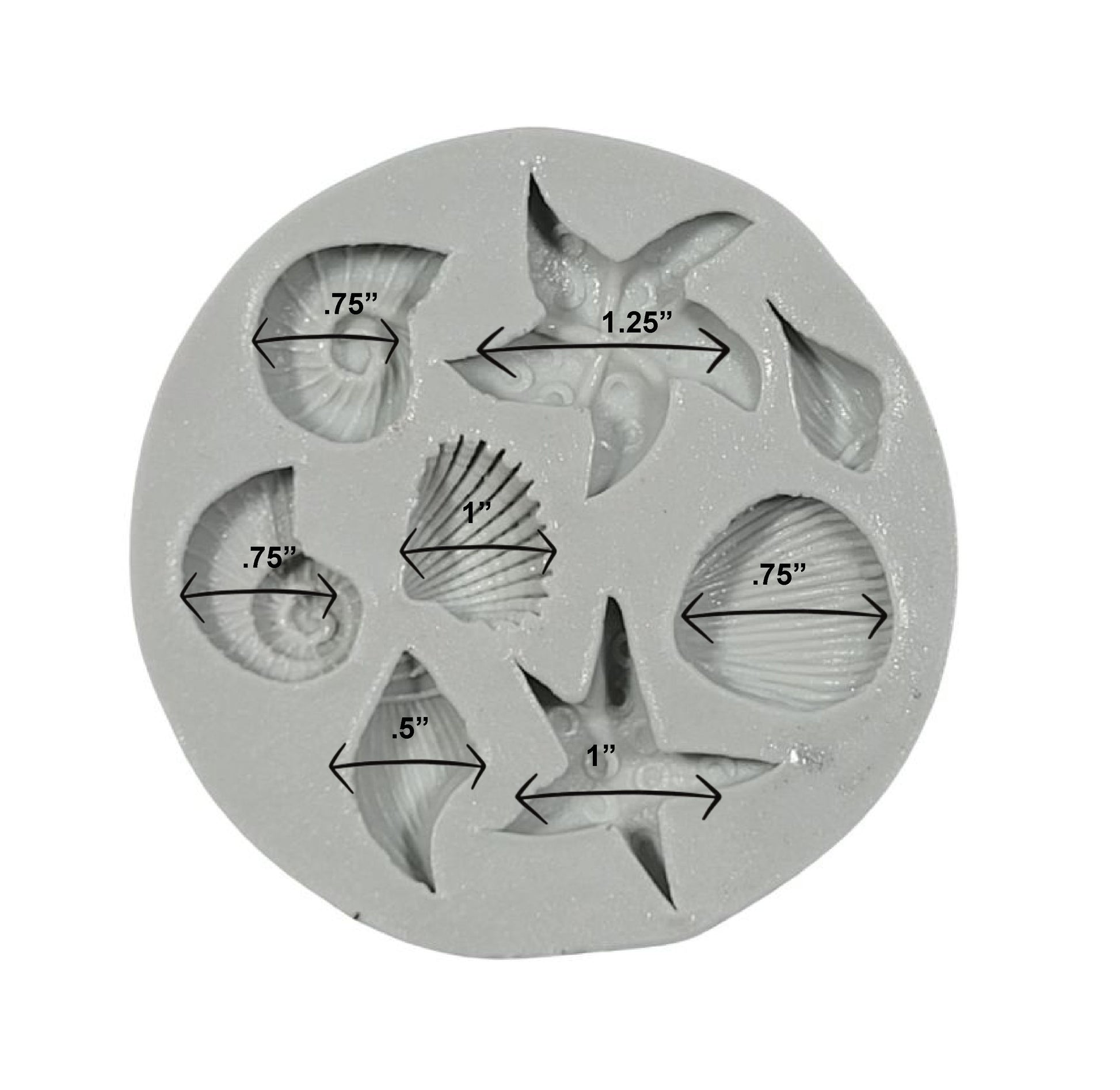 Beach theme silicone mold with star fish and seashells - 3