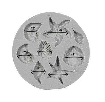 Beach theme silicone mold with star fish and seashells - 3