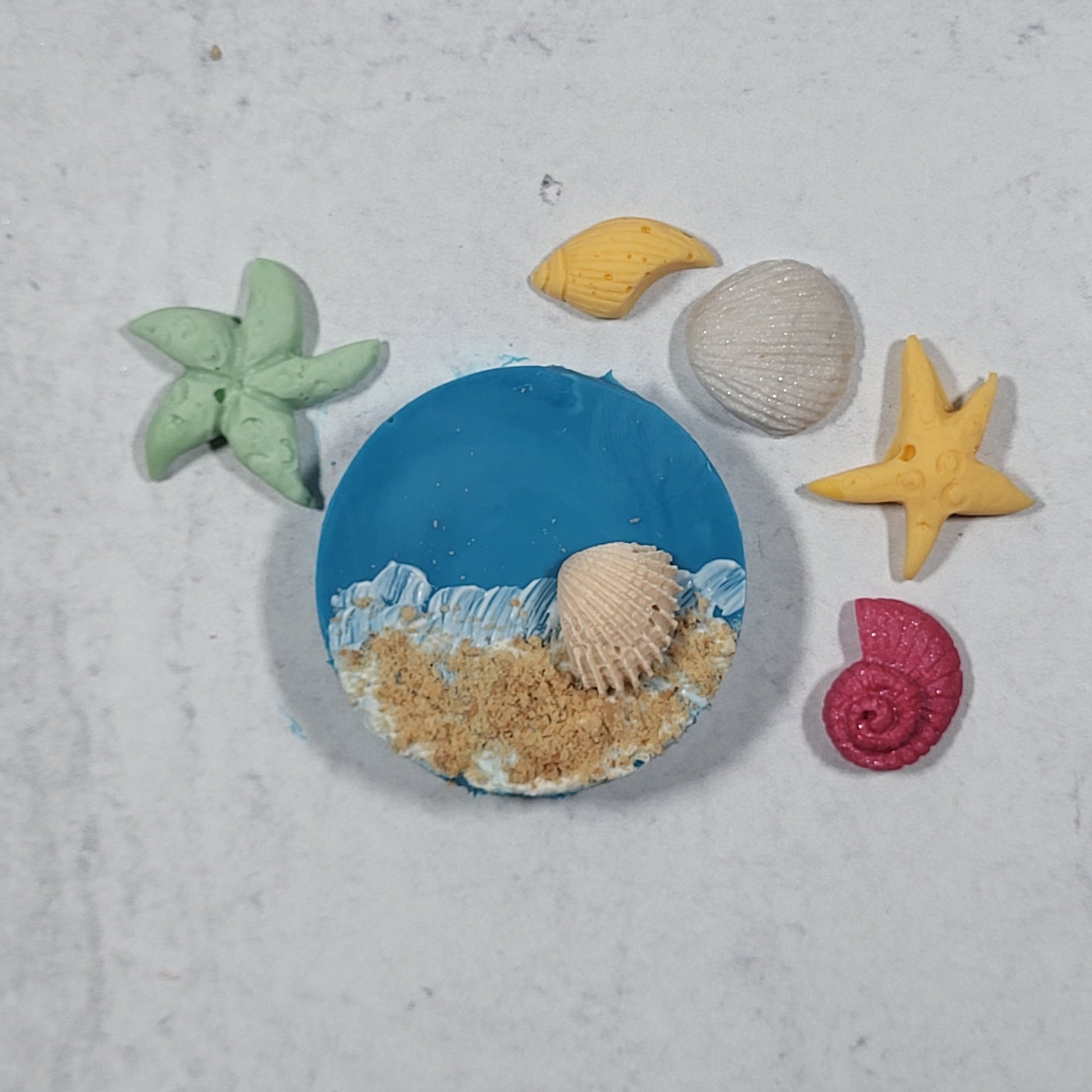 Beach theme silicone mold with star fish and seashells - 2