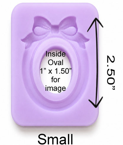 Vintage oval Frame with Bow Silicone Mold  4