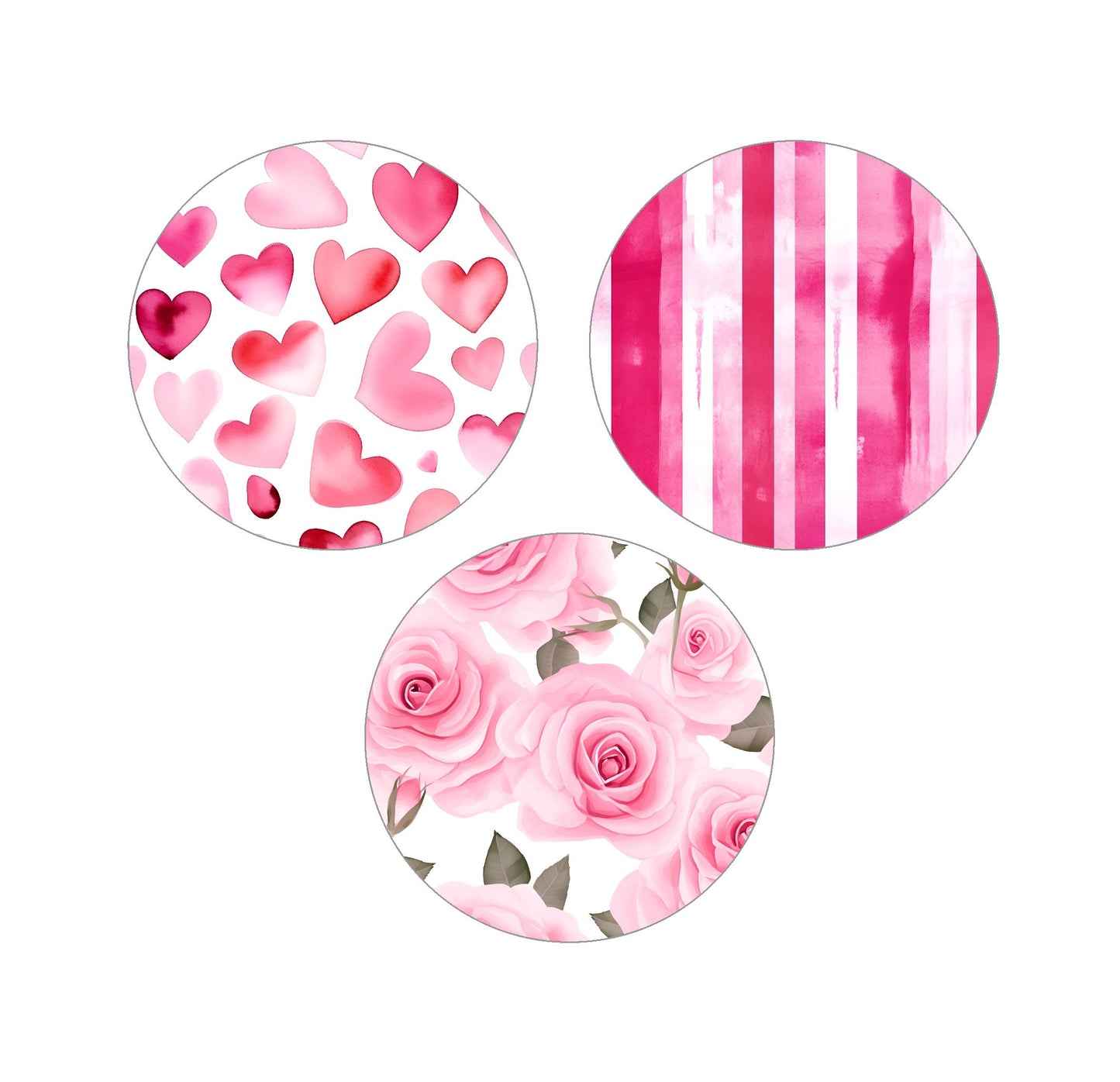 Watercolor Pink Valentine Patterns - Assorted