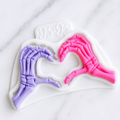 Skeleton Hands Heart Silicone Mold 2