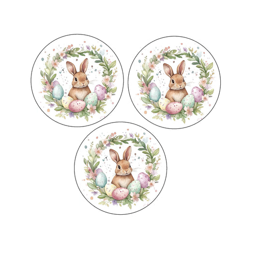 Easter Watercolor Bunny Wreath Edible Image 1