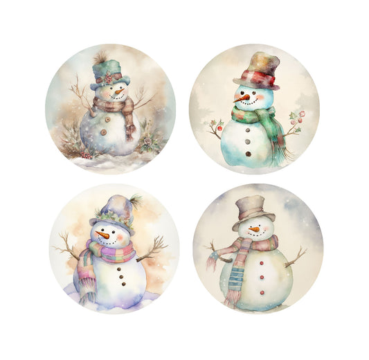 Watercolor Snowmen 1